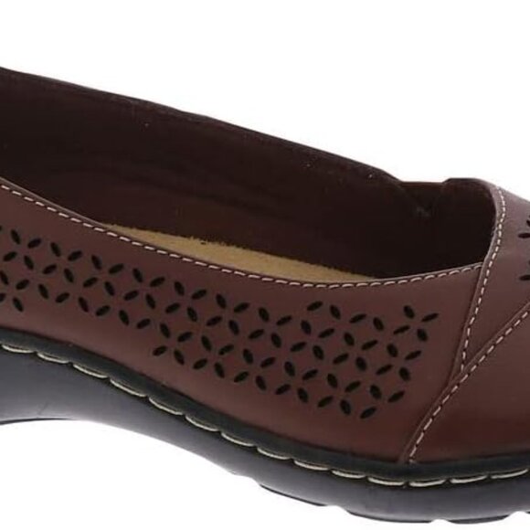 Women's Leather Ballet Flat 8 Dark Tan Comfort Cushioned Support Flexible - Picture 2 of 8